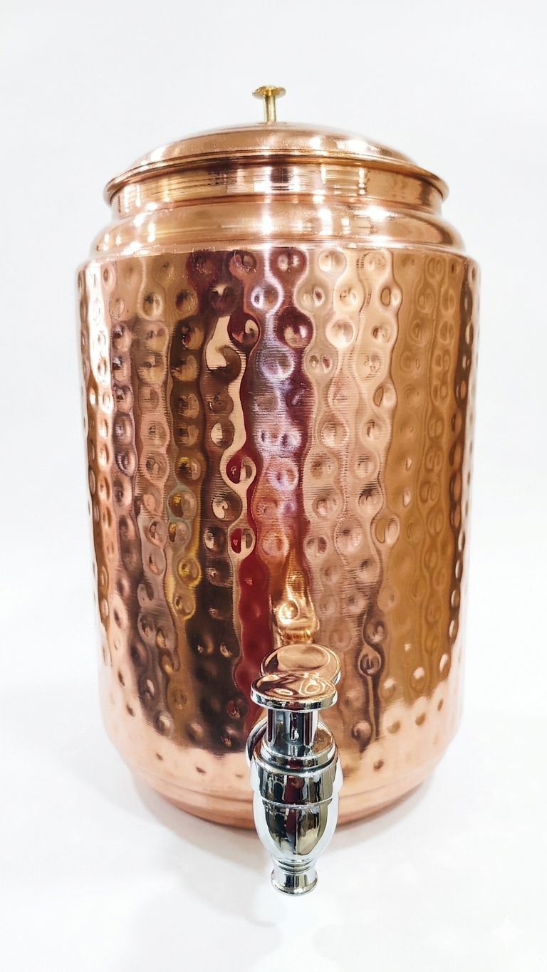 Copraa 100% Pure Copper Hammered Water Matka 5 Litre | Ayurvedic Storage Pot | Anti-Bacterial | Premium Quality