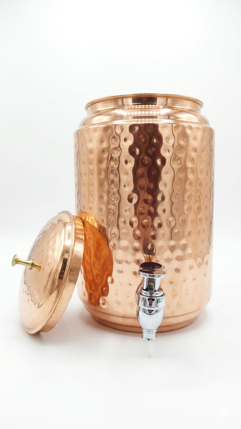 Copraa 100% Pure Copper Hammered Water Matka 5 Litre | Ayurvedic Storage Pot | Anti-Bacterial | Premium Quality