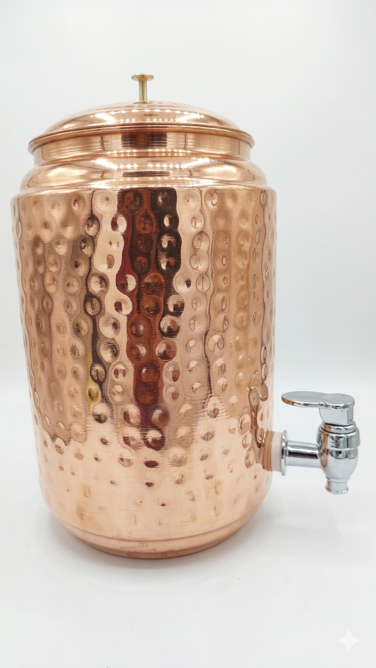 Copraa 100% Pure Copper Hammered Water Matka 5 Litre | Ayurvedic Storage Pot | Anti-Bacterial | Premium Quality